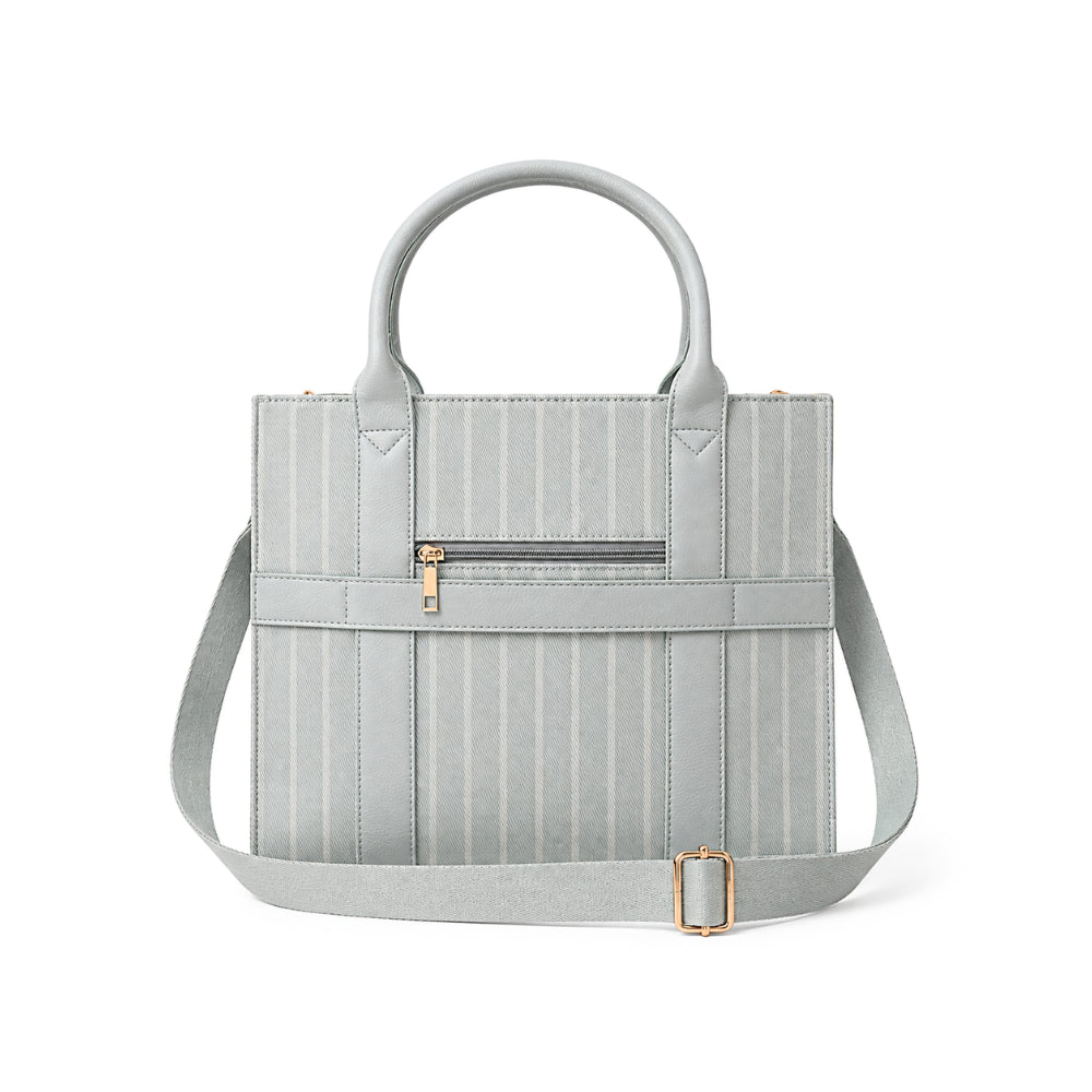 Grace Collection Jacquard Structured Tote Bag - SAGE STRIPE