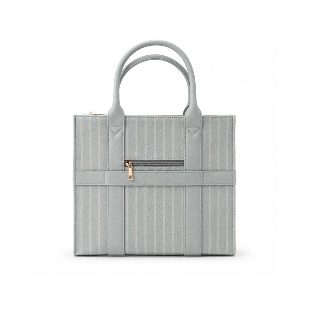 Grace Collection Jacquard Structured Tote Bag - SAGE STRIPE