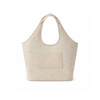 Grace Collection Jacquard Curve Tote Bag - BEIGE FLORA