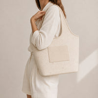 Grace Collection Jacquard Curve Tote Bag - BEIGE FLORA