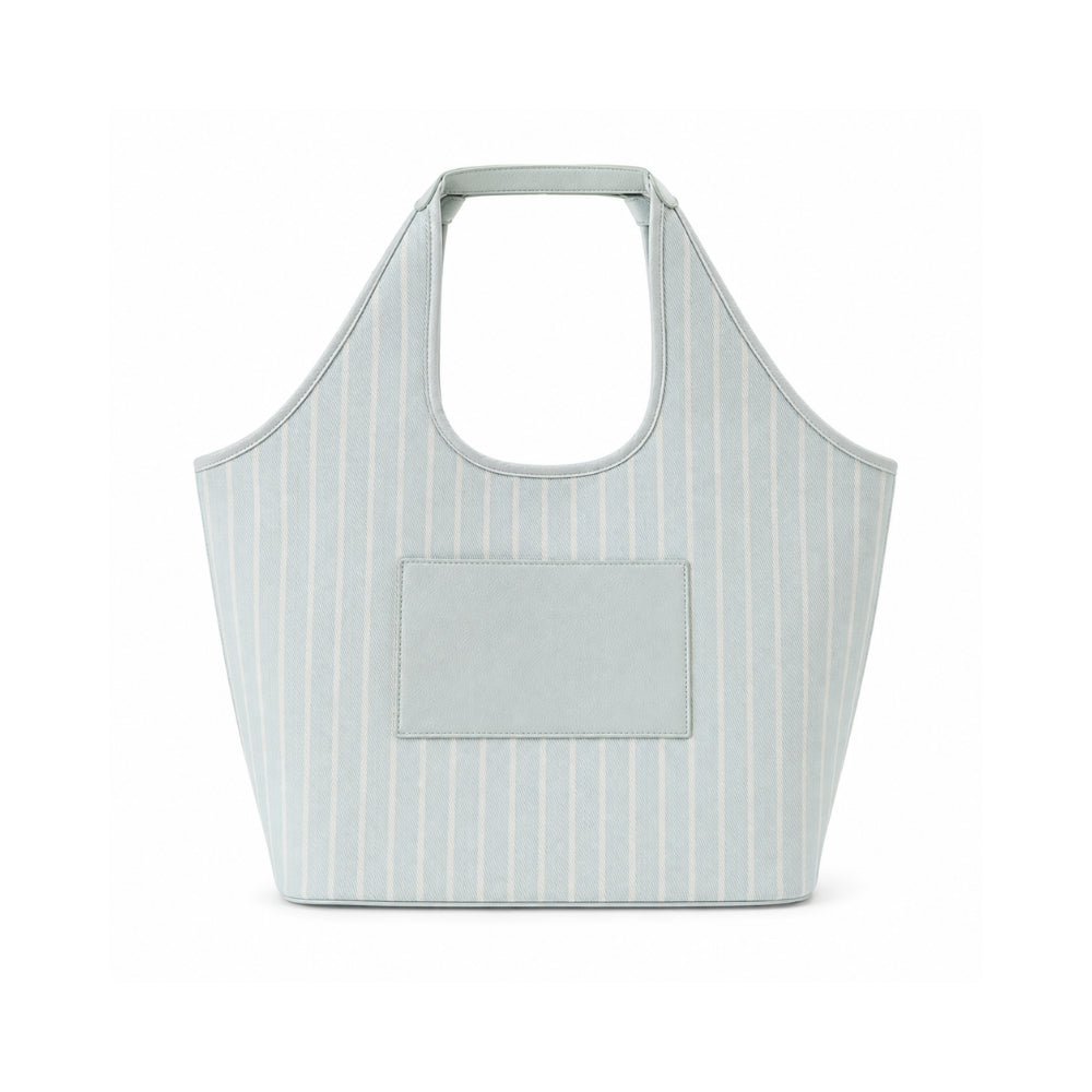 Grace Collection Jacquard Curve Tote Bag - SAGE STRIPE