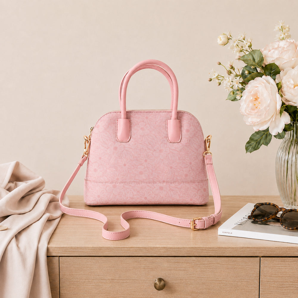 Grace Collection Mini Jacquard Satchel Bag - PINK FLORA