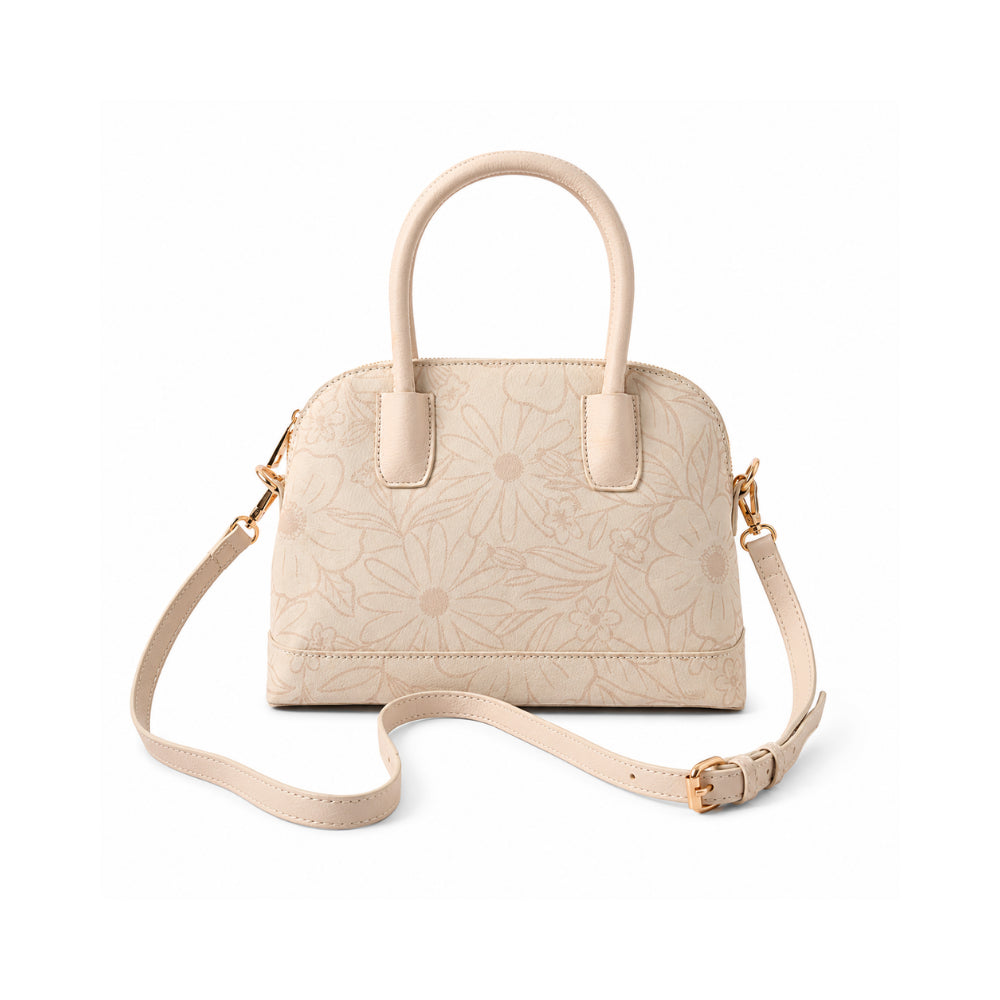 Grace Collection Mini Jacquard Satchel Bag - BEIGE FLORA