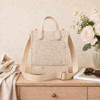 Grace Collection Jacquard Structured Side Bag - BEIGE FLORA