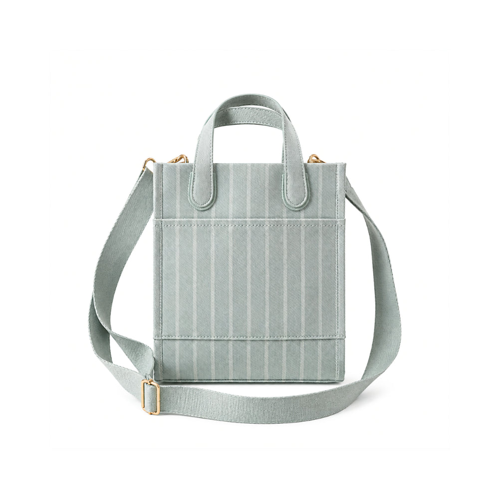 Grace Collection Jacquard Structured Side Bag - SAGE STRIPE