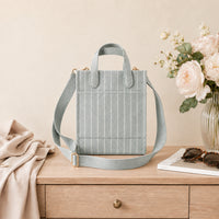 Grace Collection Jacquard Structured Side Bag - SAGE STRIPE