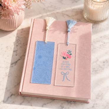 Grace Collection Acrylic Bookmark 2 Pack - BLUE FLORA