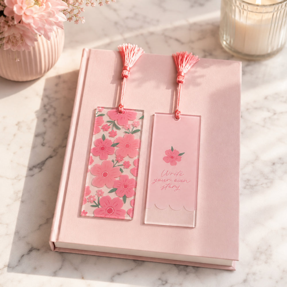 Grace Collection Acrylic Bookmark 2 Pack - PINK BLOSSOM