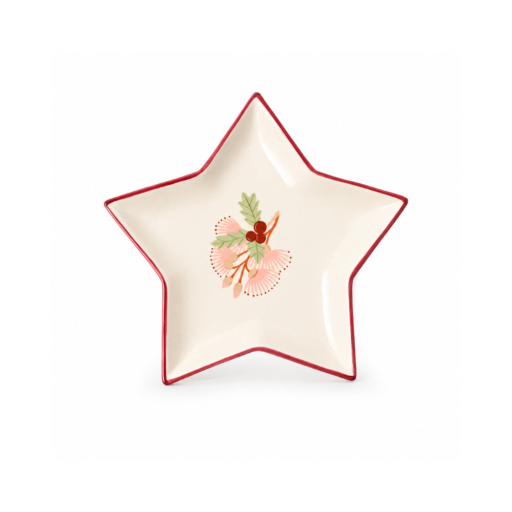Plum Pudding Christmas Ceramic Plate Star