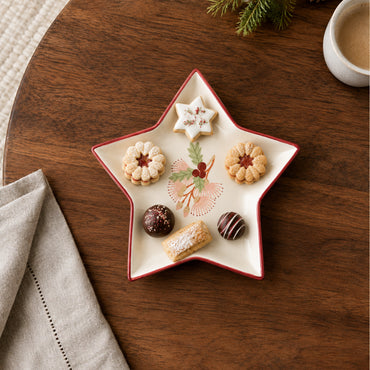 Plum Pudding Christmas Ceramic Plate Star