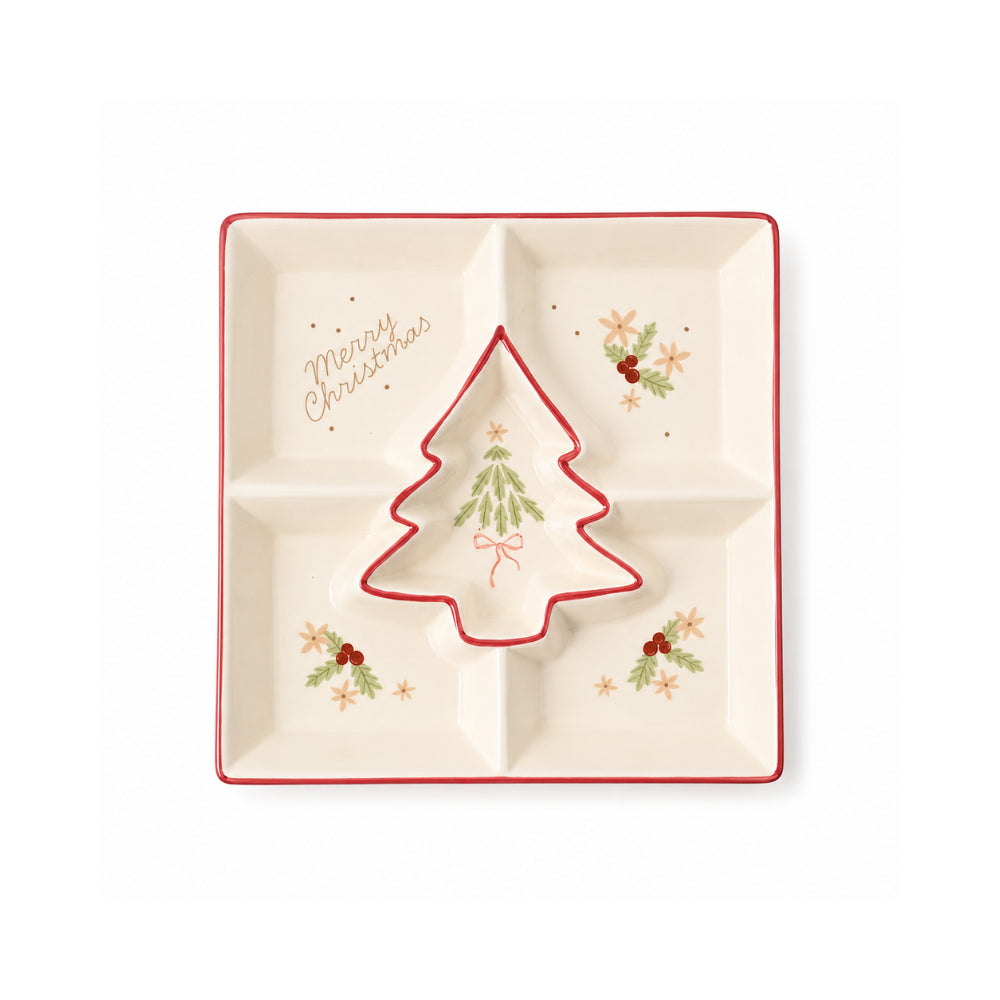 Plum Pudding Christmas Ceramic Platter
