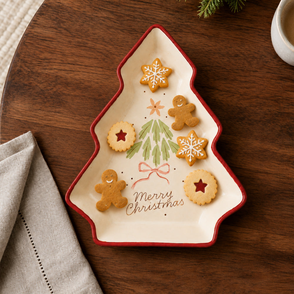 Plum Pudding Christmas Ceramic Bowl Large Tree