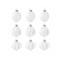 Plum Pudding Christmas Glitter Ornaments 9pk 8cm Silver