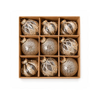 Plum Pudding Christmas Glitter Ornaments 9pk 8cm Gold