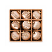 Plum Pudding Christmas Threaded Ornaments 9pk 8cm Champagne Gold