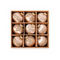 Plum Pudding Christmas Threaded Ornaments 9pk 8cm Champagne Gold