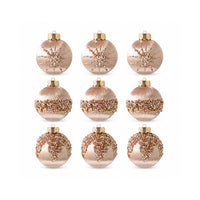 Plum Pudding Christmas Threaded Ornaments 9pk 8cm Champagne Gold