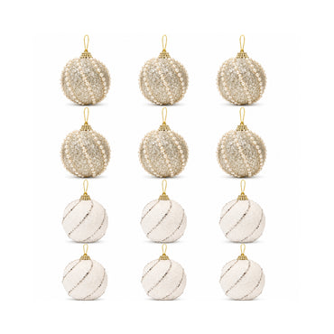 Plum Pudding Christmas Ornaments 12pk 8cm Gold