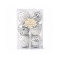 Plum Pudding Christmas Ornaments 12pk 8cm Silver