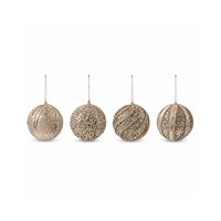 Plum Pudding Christmas Embellished Ornaments 4pk 10cm Gold