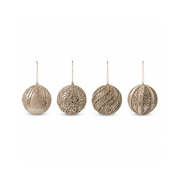 Plum Pudding Christmas Embellished Ornaments 4pk 10cm Gold