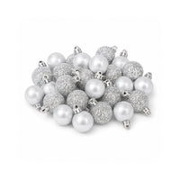 Plum Pudding Christmas Ornaments Mini 24pk 3cm Silver