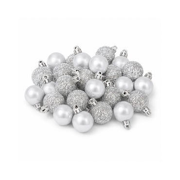 Plum Pudding Christmas Ornaments Mini 24pk 3cm Silver