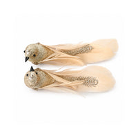 Plum Pudding Christmas Ornaments Bird 2pk One Size Gold
