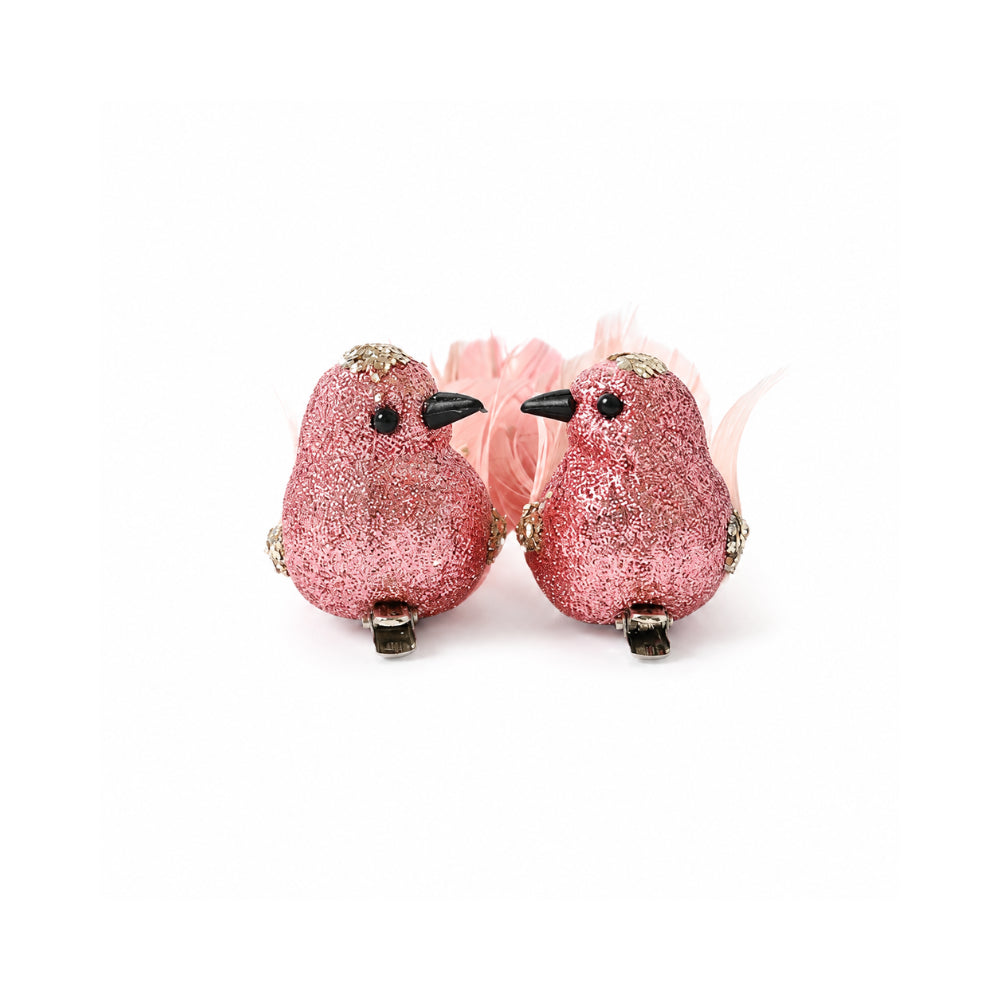 Plum Pudding Christmas Ornaments Bird 2pk One Size Blush