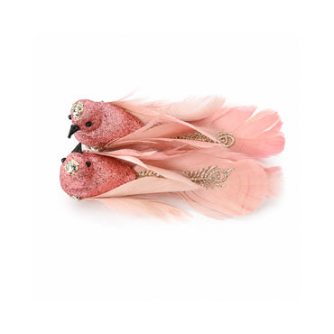 Plum Pudding Christmas Ornaments Bird 2pk One Size Blush