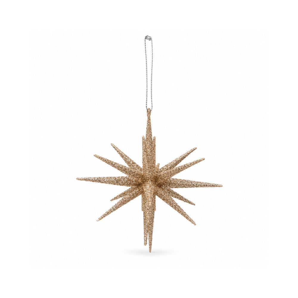 Plum Pudding Christmas Ornament Single Star Burst Gold