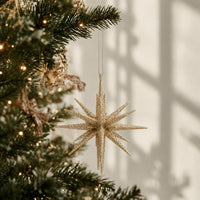 Plum Pudding Christmas Ornament Single Star Burst Gold