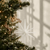 Plum Pudding Christmas Ornament Single Star Burst White