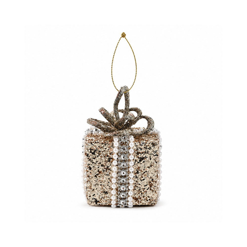 Plum Pudding Christmas Ornament Single Present Gold