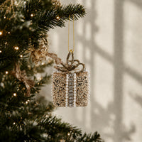 Plum Pudding Christmas Ornament Single Present Gold