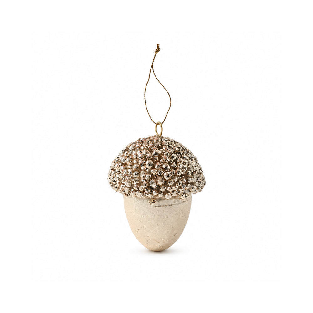 Plum Pudding Christmas Ornament Single Acorn Gold