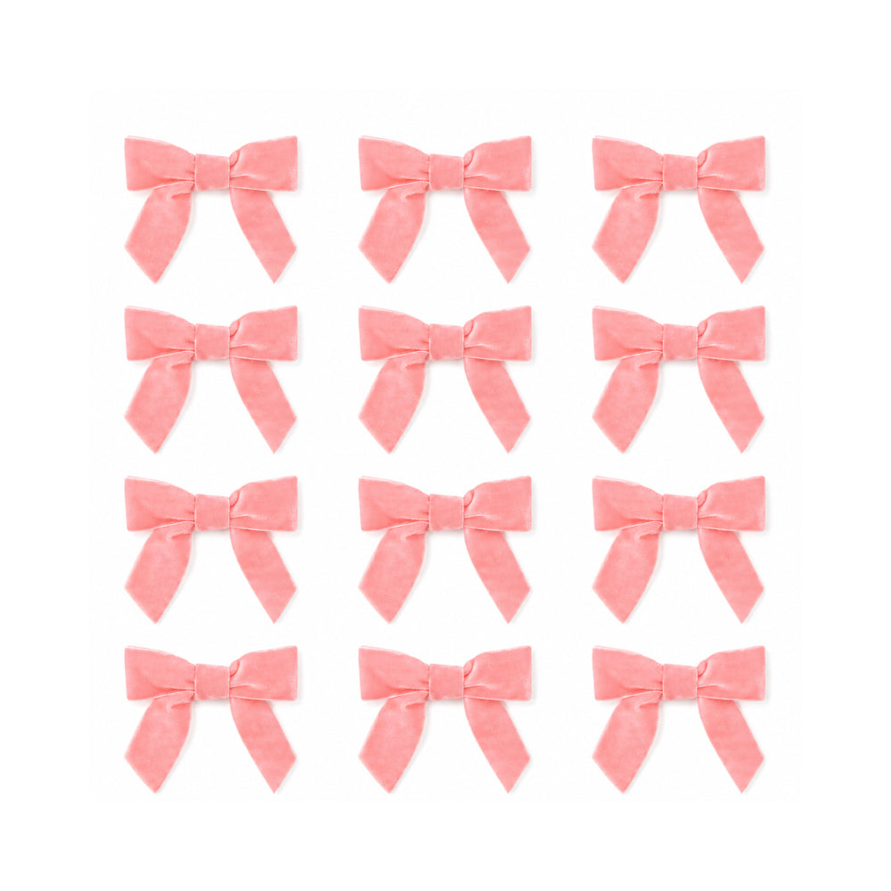 Plum Pudding Christmas Velvet Bows 12pk Blush