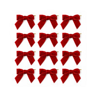 Plum Pudding Christmas Velvet Bows 12pk Red