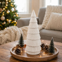 Plum Pudding Christmas Ceramic Tree Large White
