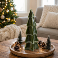 Plum Pudding Christmas Ceramic Tree Medium Green