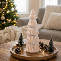 Plum Pudding Christmas Ceramic Tree Small Taupe