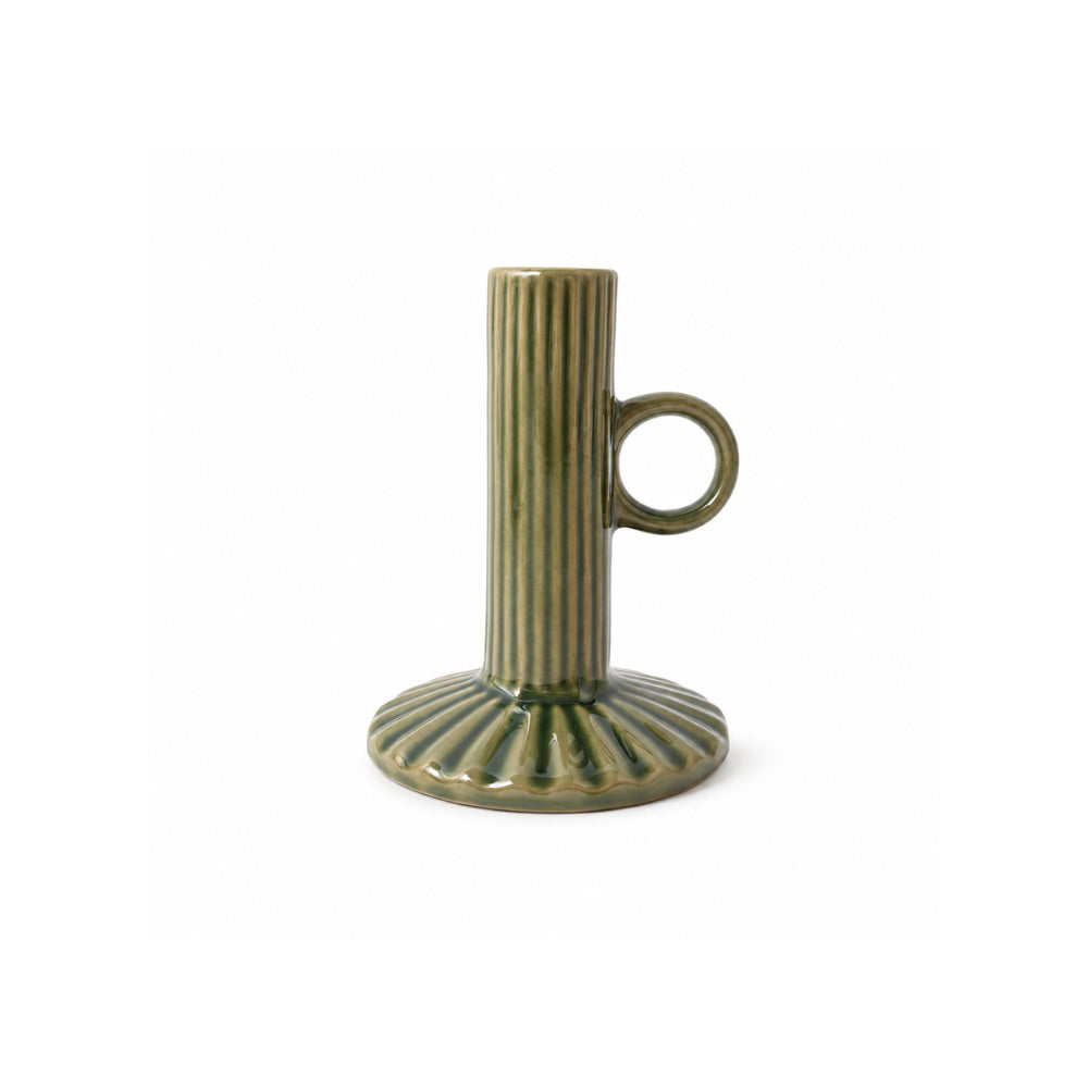 Plum Pudding Christmas Ceramic Candle holder Small Green