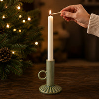 Plum Pudding Christmas Ceramic Candle holder Small Green