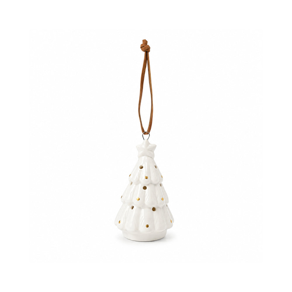 Plum Pudding Christmas Ceramic Christmas Tree Ornament Tree White 3 rows