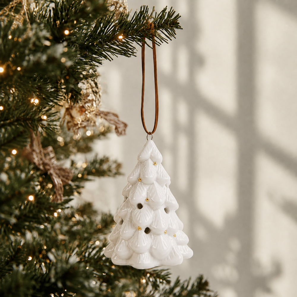 Plum Pudding Christmas Ceramic Christmas Tree Ornament Tree 2 White