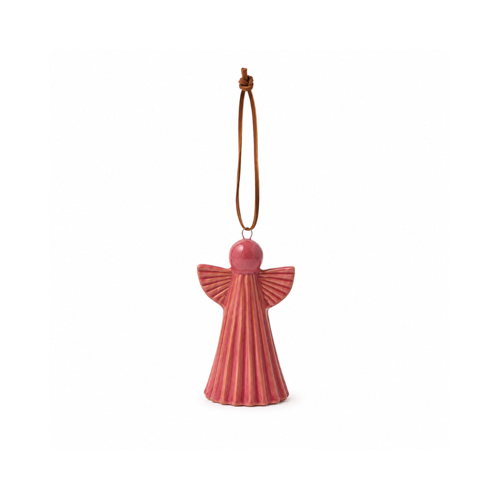 Plum Pudding Christmas Ceramic Christmas Tree Ornament Angel Red
