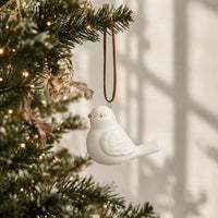 Plum Pudding Christmas Ceramic Christmas Tree Ornament Dove White