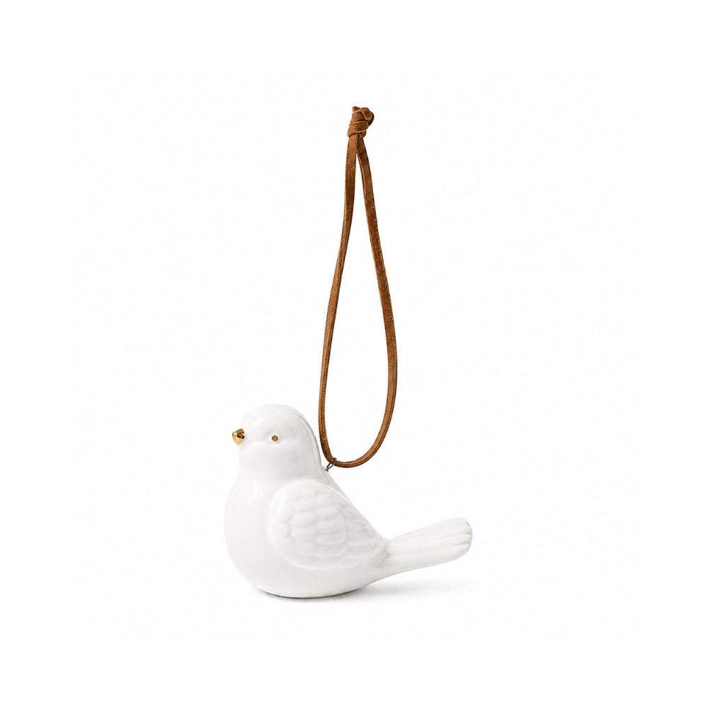 Plum Pudding Christmas Ceramic Christmas Tree Ornament Dove White