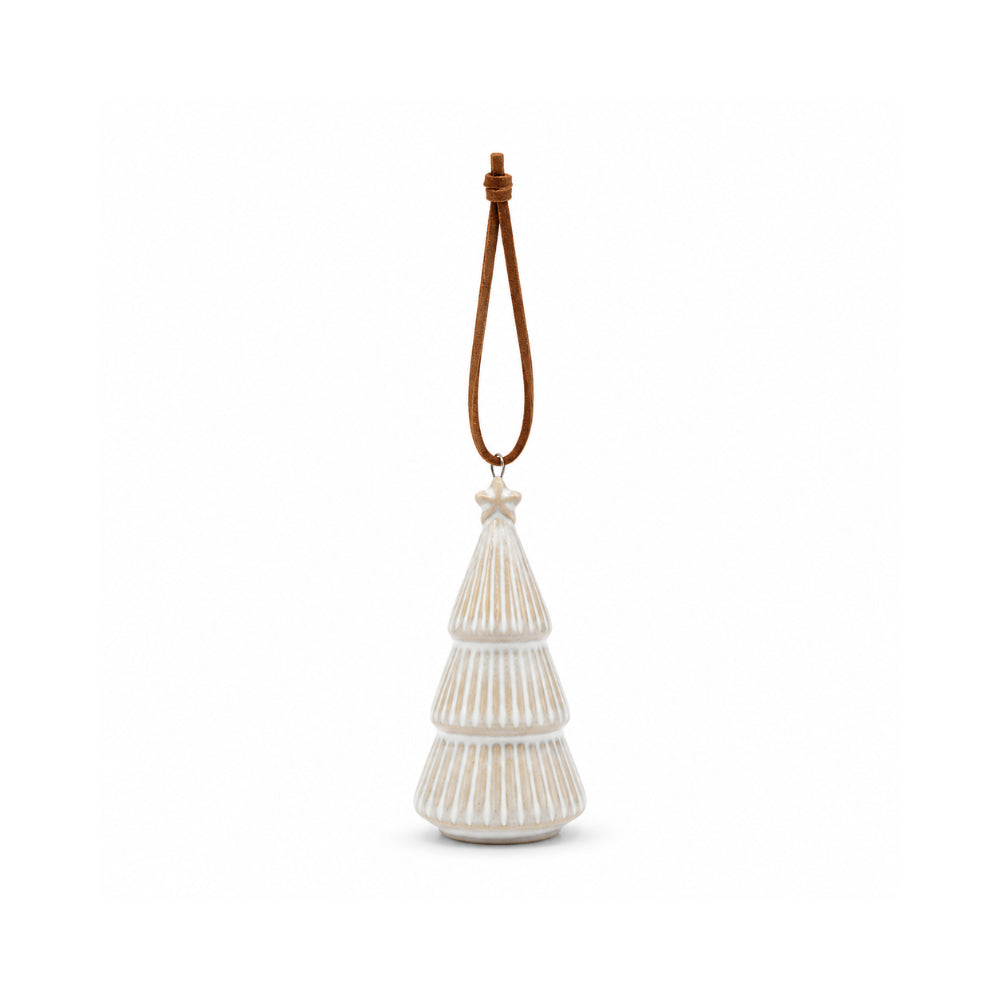 Plum Pudding Christmas Ceramic Christmas Tree Ornament Tree 3 Natural White