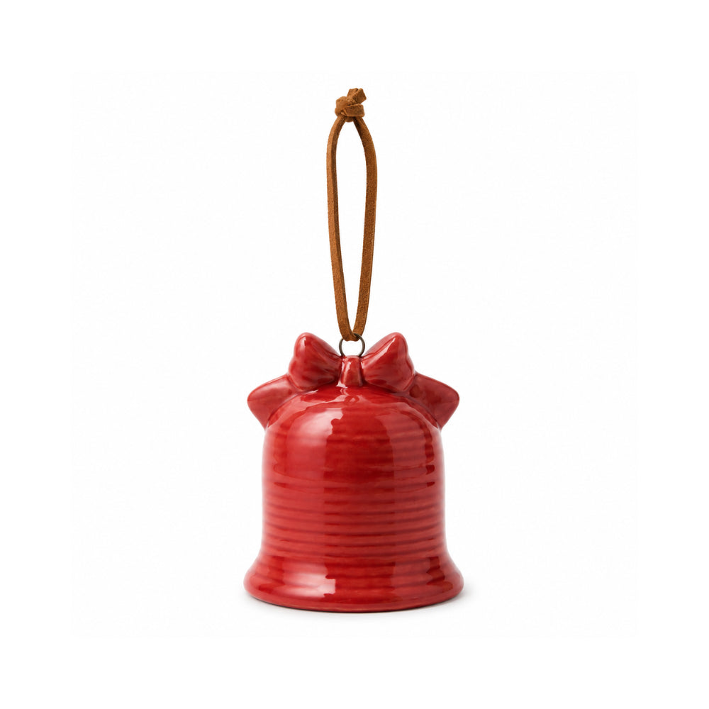 Plum Pudding Christmas Ceramic Christmas Tree Ornament Bell Red
